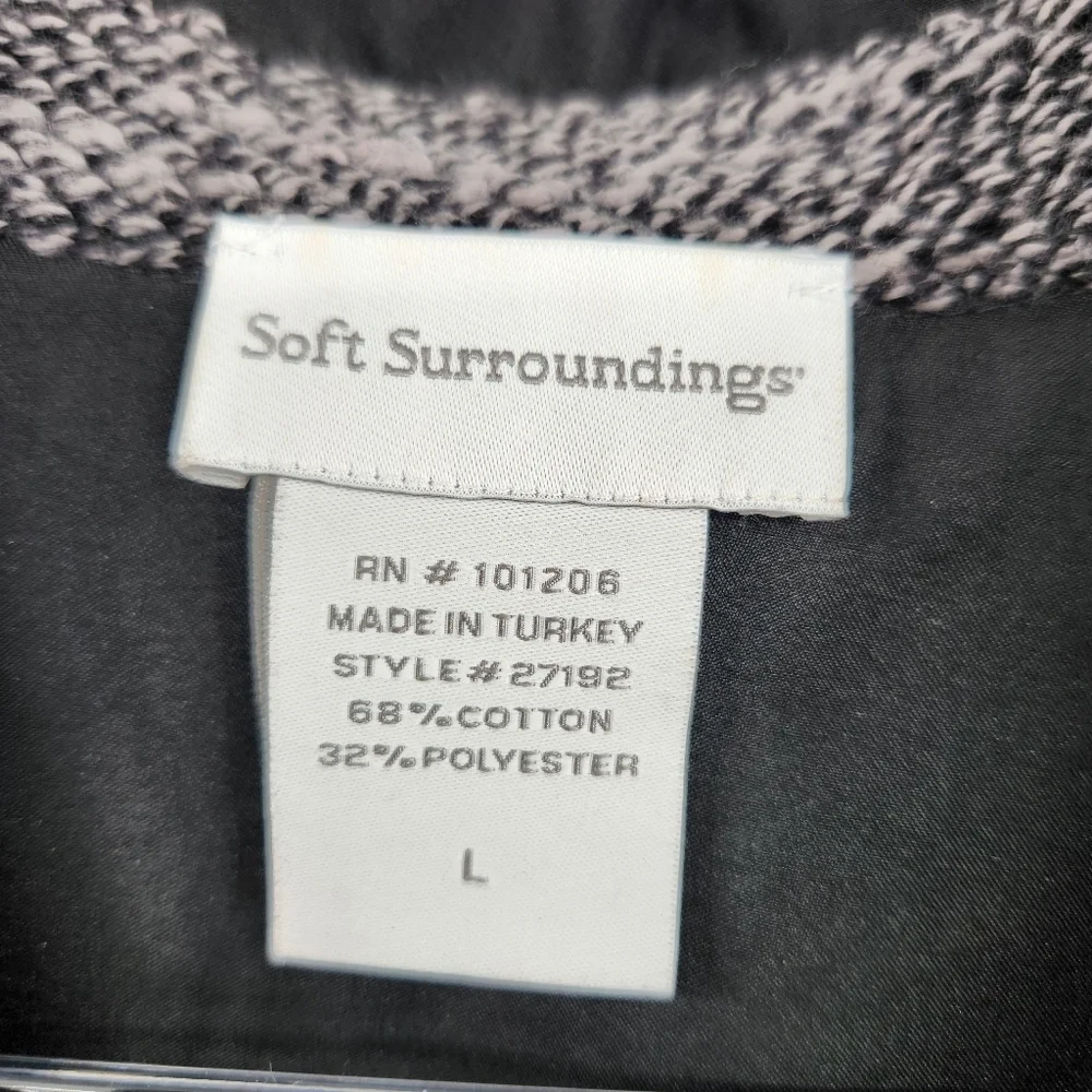 Soft Surroundings Button Front Marled Sweater Womens Size Large Gray Beaded